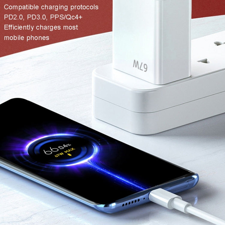 For Xiaomi 11 Pro/11 Ultra Flash Charging Effect Universal 67W USB Charger US Plug, Style: Charger+1m Line(White) -  by buy2fix | Online Shopping UK | buy2fix