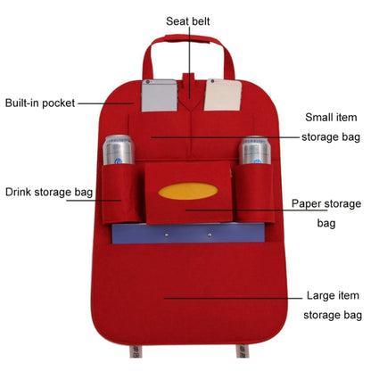 Car Multifunctional Seat Back Storage Hanging Bag, Size: 40x56cm(Rose Red) - In Car by buy2fix | Online Shopping UK | buy2fix