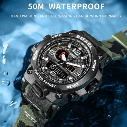 SMAEL 1545D Time Men Anti-falling Night Light Alarm Waterproof Sports Watch(Camouflage Khaki) - Sport Watches by SMAEL | Online Shopping UK | buy2fix