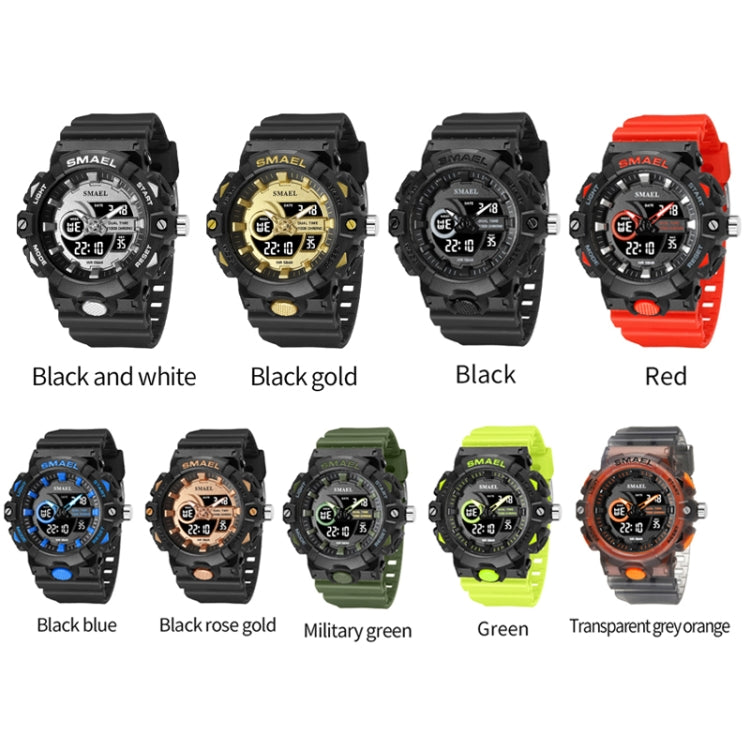 SMAEL 8081 Multifunctional Waterproof Luminous Numeric Digital Dual Display Outdoor Sports Watch(Black White) - LED Digital Watches by SMAEL | Online Shopping UK | buy2fix