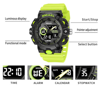 SMAEL 8081 Multifunctional Waterproof Luminous Numeric Digital Dual Display Outdoor Sports Watch(Black) - LED Digital Watches by SMAEL | Online Shopping UK | buy2fix