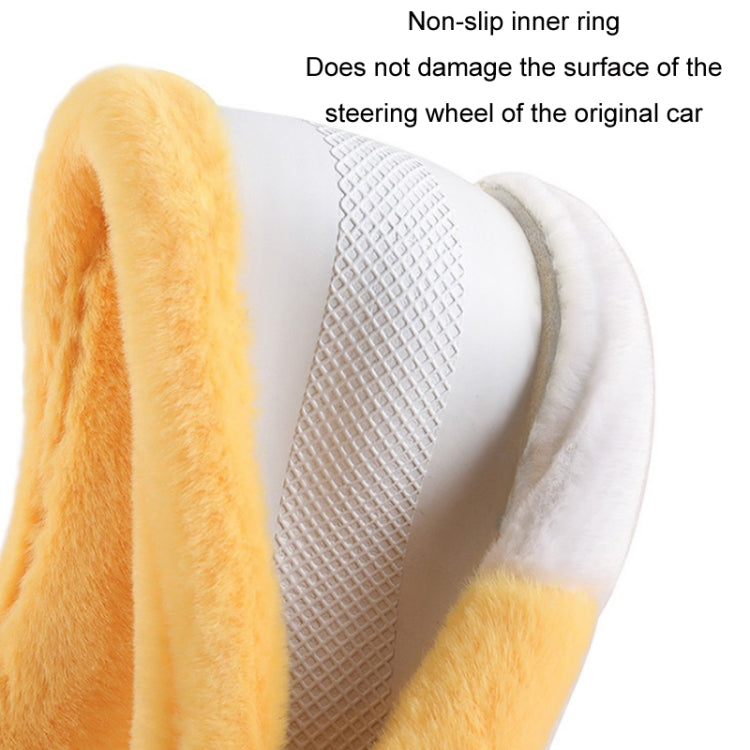 Car Steering Wheel Cartoon Short Fluff Handle Cover, Size: 38cm(Yellow D Shape) - In Car by buy2fix | Online Shopping UK | buy2fix