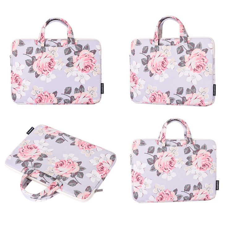 H40-B01 White Rose Pattern Laptop Case Bag Computer Liner Bag With Handle, Size: 13 Inch(Blue) - 13.3 inch by buy2fix | Online Shopping UK | buy2fix