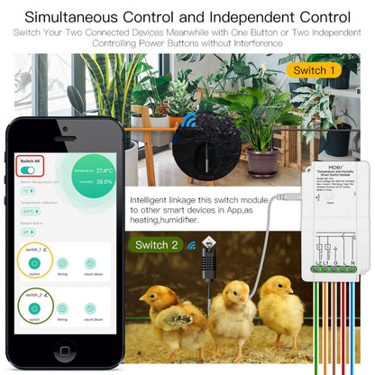 WiFi Switch Module+Temperature Probe Tuya Dual-way Temperature and Humidity Switch Timer Smart Switch - Consumer Electronics by buy2fix | Online Shopping UK | buy2fix