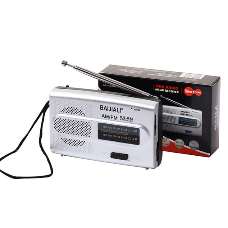 BAIJIALI BJL-R28 Elderly Portable Portable Retro Radio AM / FM Two Band Radio(Silver Gray) - Consumer Electronics by BAIJIALI | Online Shopping UK | buy2fix