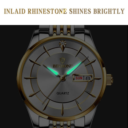 BINBOND B2077 30M Waterproof Quartz Luminous Watch Butterfly Buckle Men's Steel Belt Watch(Full-gold-Gold) - Metal Strap Watches by BINBOND | Online Shopping UK | buy2fix