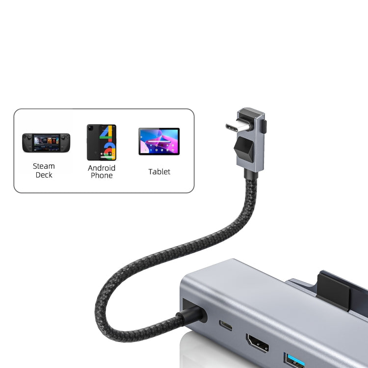 For Steam Deck HDMI+RJ45+2 USB 3.0 +USB-C/Type-C 3.0+USB-C PD 100W  6-In-1 Base Docking Station Bracket - Accessories by buy2fix | Online Shopping UK | buy2fix