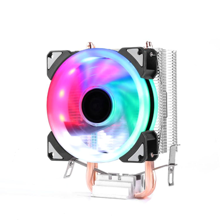 Desktop Computer Double Copper Tube CPU Radiator Super Quiet Color Light 3-pin Single Fan - Fan Cooling by buy2fix | Online Shopping UK | buy2fix