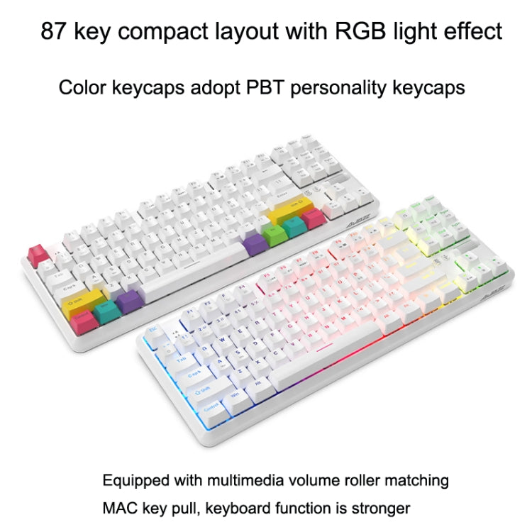 Ajazz K870T 87-Key Hot Swap Bluetooth/Wired Dual Mode RGB Backlight Office Game Mechanical Keyboard Tea Shaft (Black) - Wireless Keyboard by Ajazz | Online Shopping UK | buy2fix