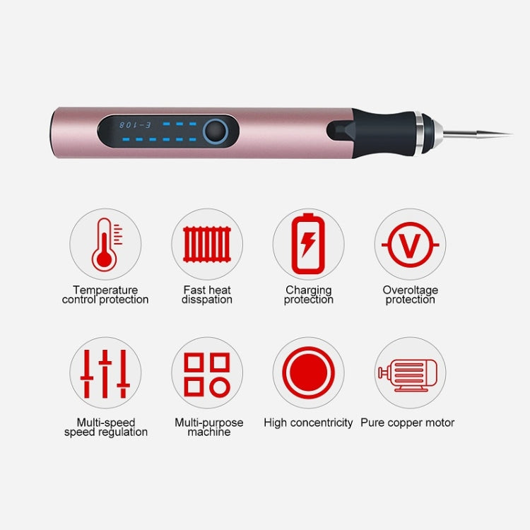 E108 59pcs/set Wireless Portable USB Rechargeable Mini Electric Drill Pen(Rose Gold) - Abrasive Tools & Accessories by buy2fix | Online Shopping UK | buy2fix