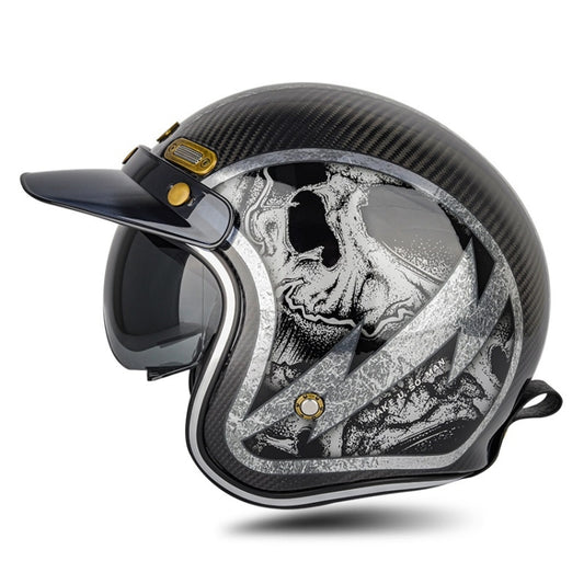 SOMAN Motorcycle Four Seasons Carbon Fiber Half Helmet, Color: Carbon Fiber Silver Lightning(XL) - Helmets by SOMAN | Online Shopping UK | buy2fix