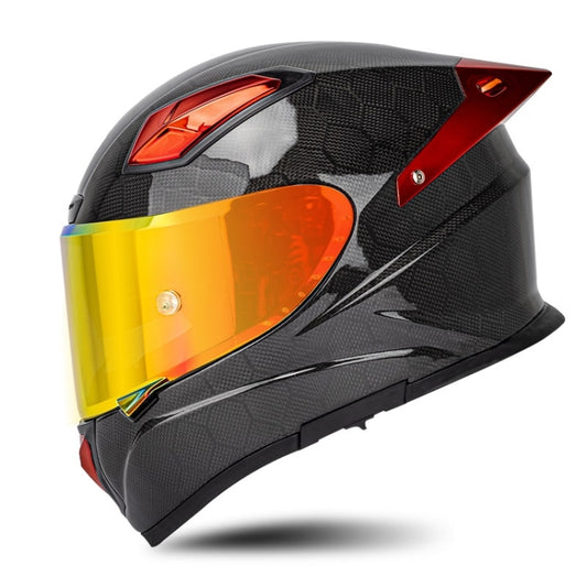 SOMAN Four Seasons Full Cover Motorcycle Helmet, Size: M(Snake Carbon Fiber Red) - Helmets by SOMAN | Online Shopping UK | buy2fix