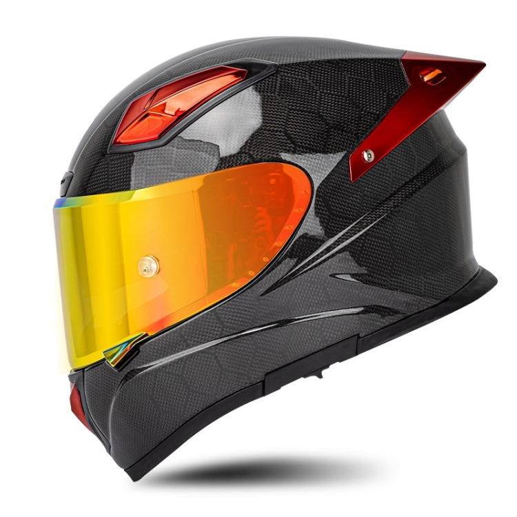 SOMAN Four Seasons Full Cover Motorcycle Helmet, Size: XXL(Snake Carbon Fiber Red) - Helmets by SOMAN | Online Shopping UK | buy2fix