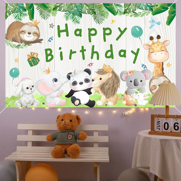 180x90cm 2pcs Animal Birthday Theme Backdrop Cloth Party Decoration(2023SRB93) -  by buy2fix | Online Shopping UK | buy2fix