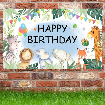 180x90cm 2pcs Animal Birthday Theme Backdrop Cloth Party Decoration(2023SRB94) -  by buy2fix | Online Shopping UK | buy2fix