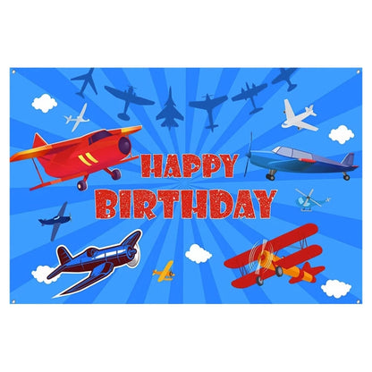 180x110cm Airplane Theme Birthday Background Cloth Children Birthday Party Decoration Photography Background -  by buy2fix | Online Shopping UK | buy2fix