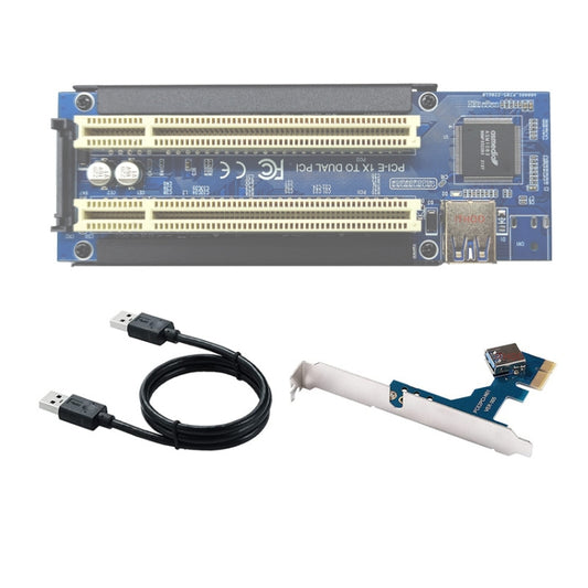 PCI-E 1X To Dual PCI Riser Card Extend Adapter Add Expansion Card For PC Computer - Add-on Cards by buy2fix | Online Shopping UK | buy2fix