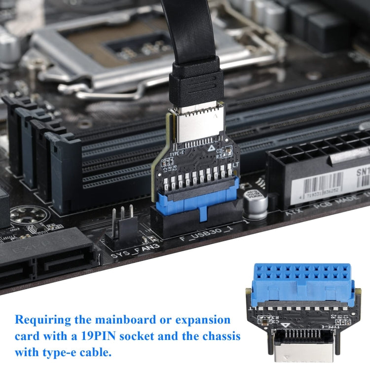 USB 3.0 19PIN Header to Type-E Front A-Key Interface Extend USB Ports to PC, Spec: Up-high - Add-on Cards by buy2fix | Online Shopping UK | buy2fix