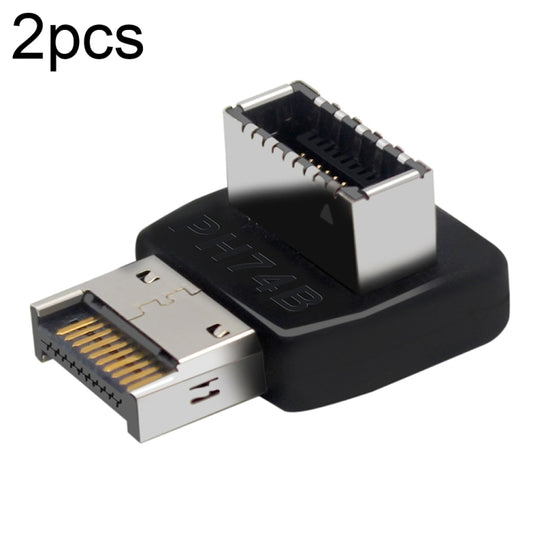 2pcs USB3.1 Type-E Computer Motherboard Interface 90 Degrees Elbow Front Type-C Adapter(PH74B) - Cable & Adapters by buy2fix | Online Shopping UK | buy2fix