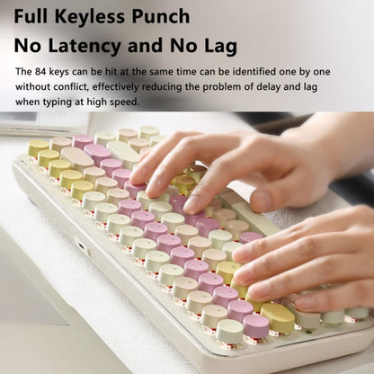 Ajazz K840T 84-Key Wireless/Bluetooth/Wired Three-Mode Round Key Punk Keycap Mechanical Keyboard Green Shaft (Sea Salt Lime Green) - Wireless Keyboard by Ajazz | Online Shopping UK | buy2fix