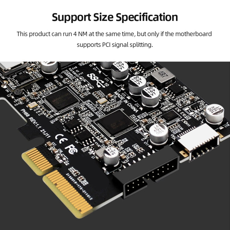 PCIE 3.0 To USB 3.2 Extension Card Type-C Port Front Type-E Expansion Riser Card(PH68) - Card Adapter by buy2fix | Online Shopping UK | buy2fix