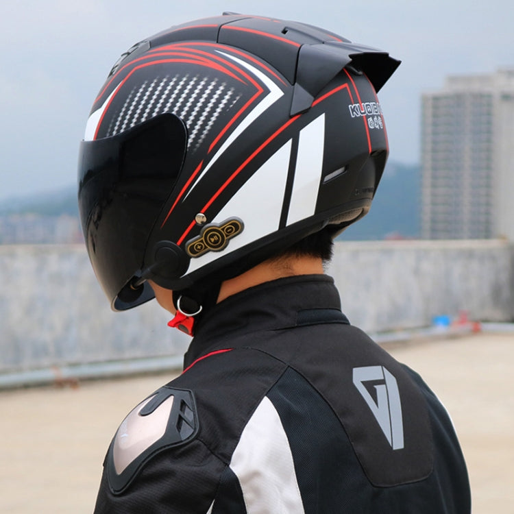 KUQIBAO Motorcycle Smart Bluetooth Sun Protection Double Lens Safety Helmet, Size: XXL(Bright Black+Gray Tail) - Helmets by KUQIBAO | Online Shopping UK | buy2fix