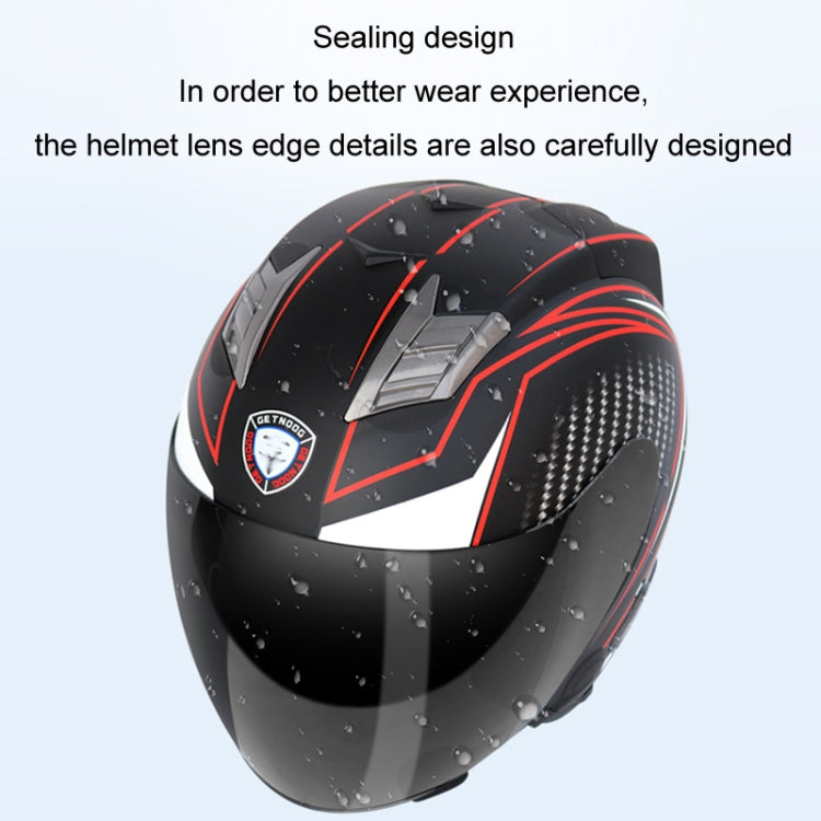 KUQIBAO Motorcycle Smart Bluetooth Sun Protection Double Lens Safety Helmet, Size: XXL(Bright Black) - Helmets by KUQIBAO | Online Shopping UK | buy2fix