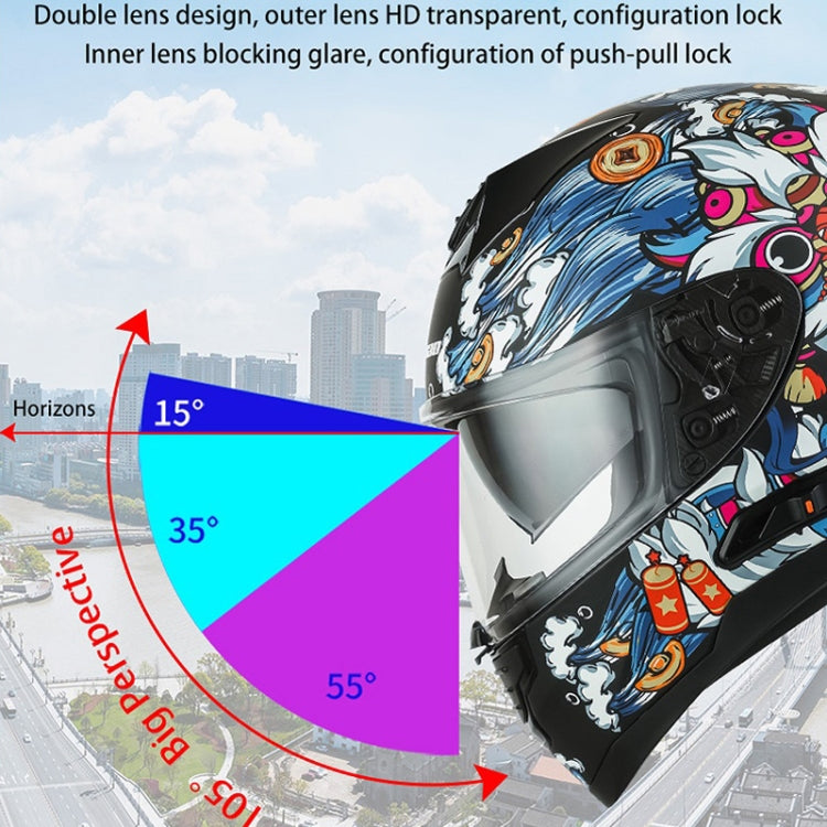 KUQIBAO Motorcycle Dual Lens Anti-Fog Helmet With LED Light, Size: L(Matte Black) - Helmets by KUQIBAO | Online Shopping UK | buy2fix