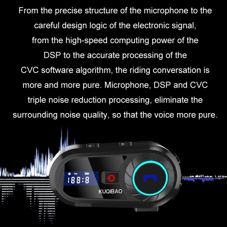 KUQIBAO Motorcycle Helmet Waterproof Bluetooth Headset With Screen(Soft Microphone) - Motorcycle Walkie Talkie by KUQIBAO | Online Shopping UK | buy2fix