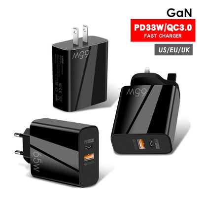 A502 65W USB-C/Type-C+USB Dual Port GaN Charger QC3.0 Laptop Universal Charger EU Plug Black - USB Charger by buy2fix | Online Shopping UK | buy2fix