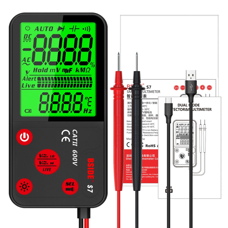 BSIDE ADMS7 Smart Thin Digital Multimeter Counts DC AC Voltmeter, Model: Standard Charging Model - Digital Multimeter by BSIDE | Online Shopping UK | buy2fix