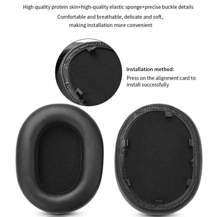 2pcs For Sony WH-1000XM5 Headphone Sponge Leather Case Earmuffs(Black) - Earmuff & Pad by buy2fix | Online Shopping UK | buy2fix