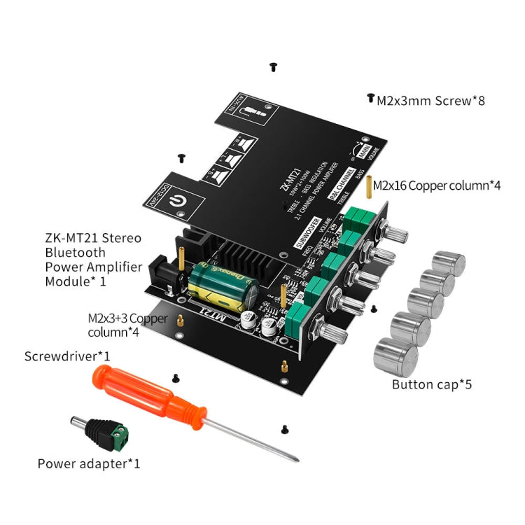 ZK-MT21 50W x 2+100W 2.1 Channel Bluetooth Digital Amplifier Module - Breadboard / Amplifier Board by buy2fix | Online Shopping UK | buy2fix