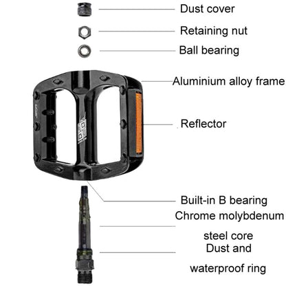 ENLEE M504 1pair Bicycle Aluminum Ball Pedals Recreational Pedals With Reflectors(Black) - Pedals by ENLEE | Online Shopping UK | buy2fix