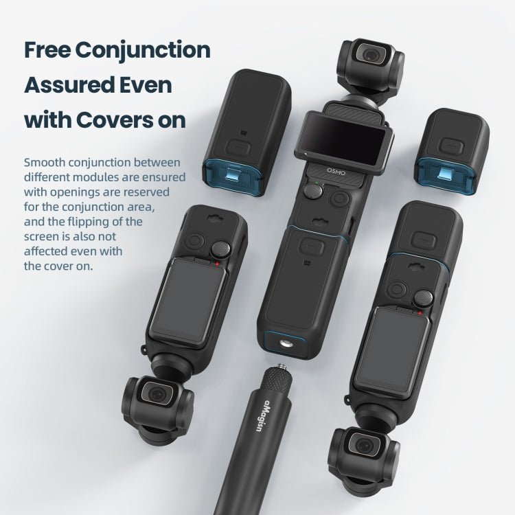 For DJI Osmo Pocket 3 AMagisn Silicone Protection Case Movement Camera Accessories, Style: 5 In 1 Black - Case & Bags by aMagisn | Online Shopping UK | buy2fix