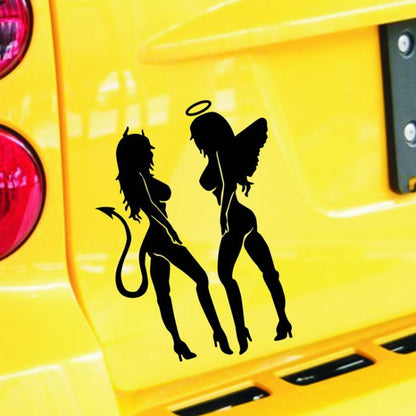 10 PCS QYPF ANGEL DEVIL Sexy Girl Car Sticker Car Styling Decal, Size: 18x14cm(Black) - Decorative Sticker by buy2fix | Online Shopping UK | buy2fix