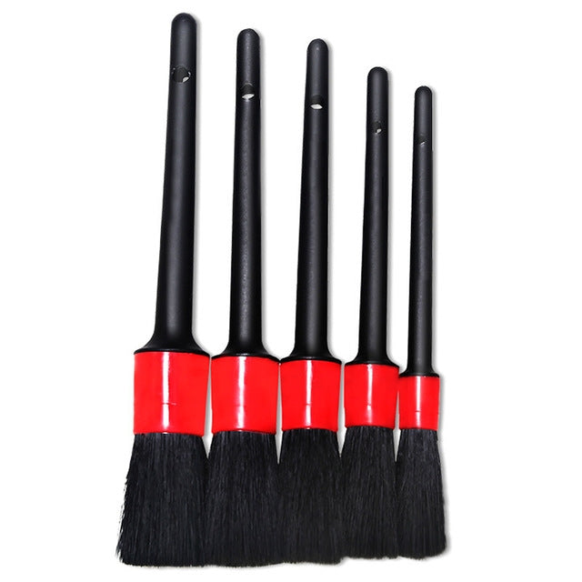 5 in 1 Car Detailing Brush Cleaning Natural Boar Hair Brushes Auto Detail Tools Products Wheels Dashboard,Random Color Delivery - In Car by buy2fix | Online Shopping UK | buy2fix