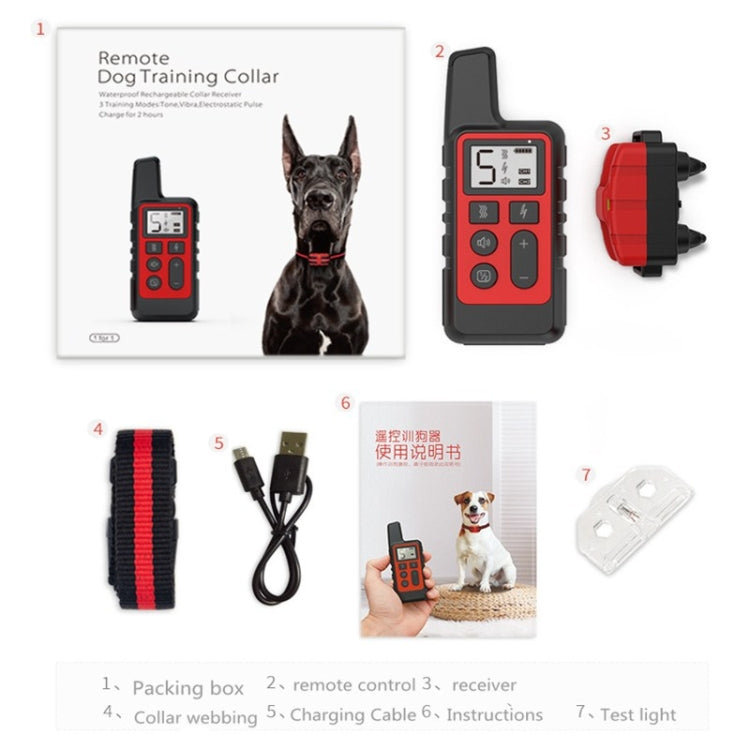 500m Dog Training Bark Stopper Remote Control Electric Shock Waterproof Electronic Collar(Black) - Home & Garden by buy2fix | Online Shopping UK | buy2fix