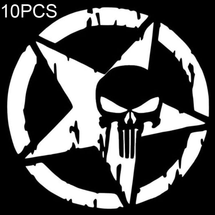 10 PCS The Punisher Skull Car Sticker Pentagram Vinyl Decals Motorcycle Accessories, Size: 13x13cm - Decorative Sticker by buy2fix | Online Shopping UK | buy2fix