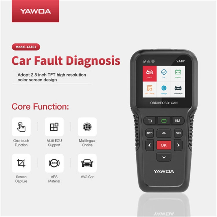 YAWOA YA401 Car Engine Fault Diagnostic Instrument OBD2 Car Fault Reading Card Battery Detector - In Car by buy2fix | Online Shopping UK | buy2fix