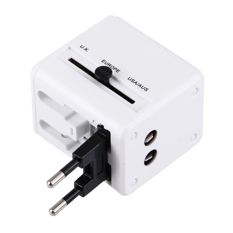 World-Wide Universal Travel Concealable Plugs Adapter with & Built-in Dual USB Ports Charger for US, UK, AU, EU(White) - Consumer Electronics by buy2fix | Online Shopping UK | buy2fix