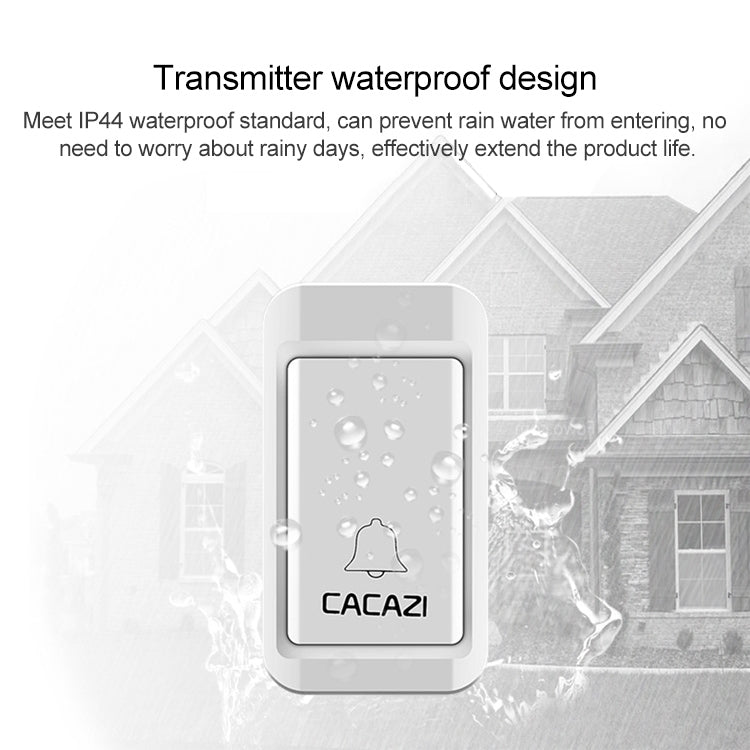 CACAZI V027G One Button Three Receivers Self-Powered Wireless Home Kinetic Electronic Doorbell, UK Plug - Security by CACAZI | Online Shopping UK | buy2fix